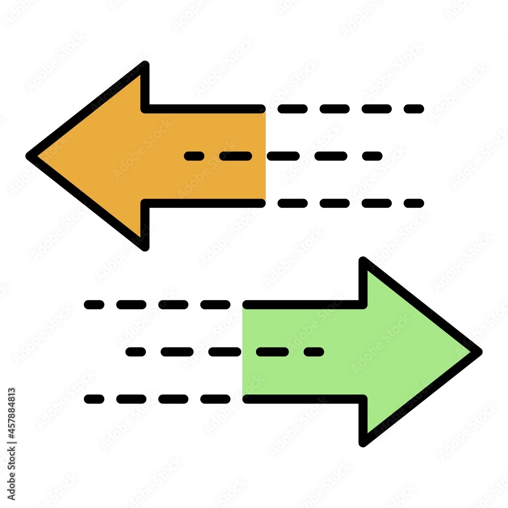 Poster arrow double direction icon. outline arrow double direction vector icon color flat isolated