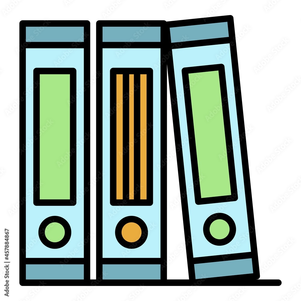Poster folders stack icon. outline folders stack vector icon color flat isolated