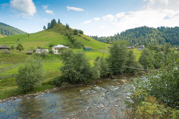 Mountain river in the Carpathians - 457885051