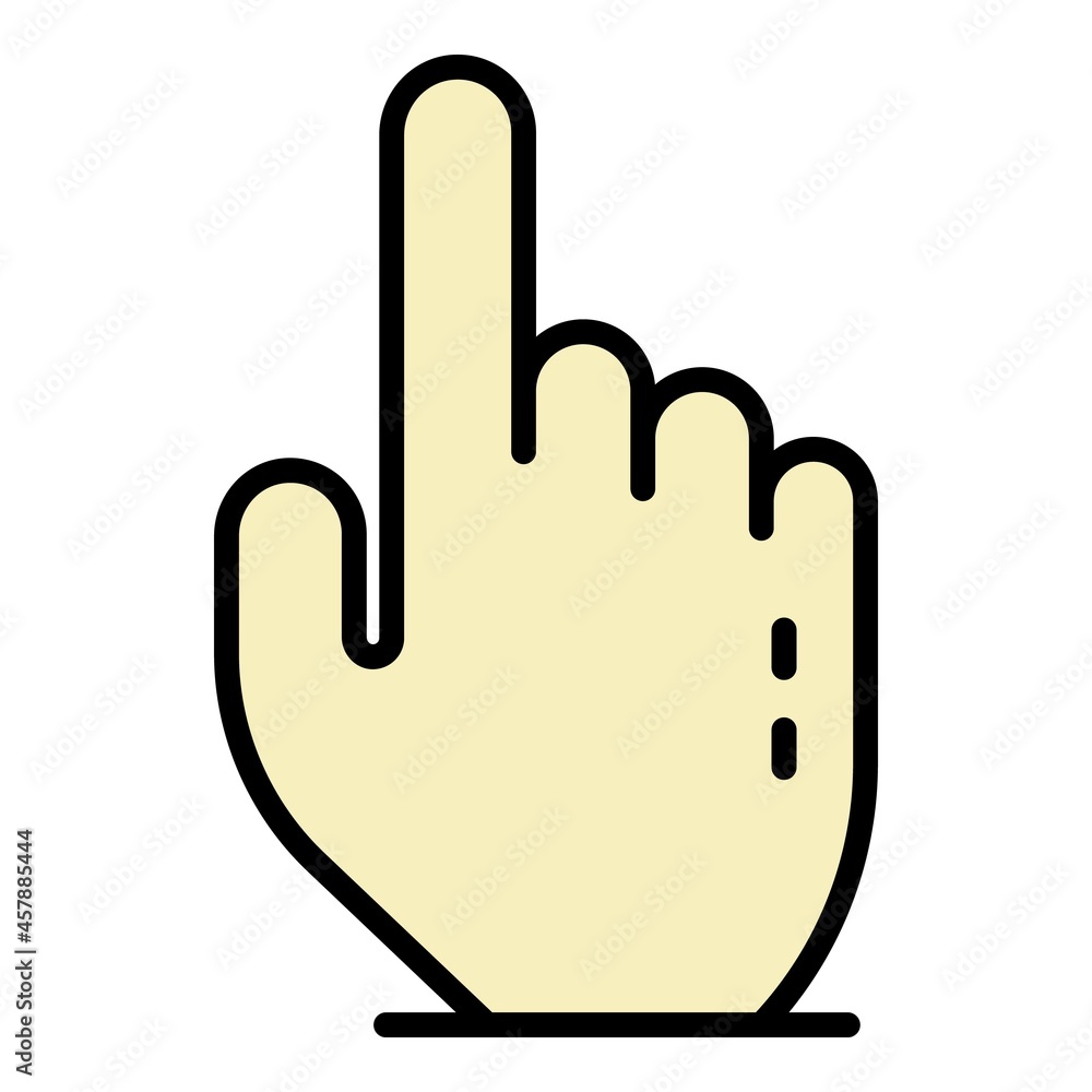 Poster hand click icon. outline hand click vector icon color flat isolated