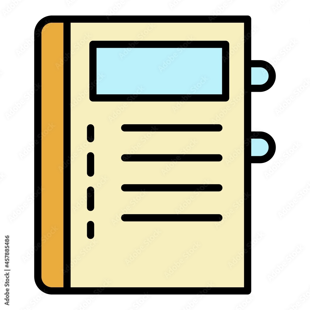 Poster notepad icon. outline notepad vector icon color flat isolated