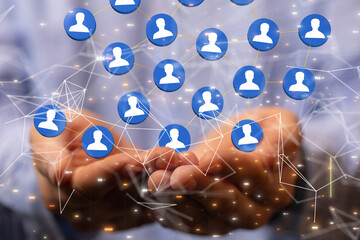 digital Business people silhouettes network team