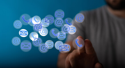 flying email icon and web flying