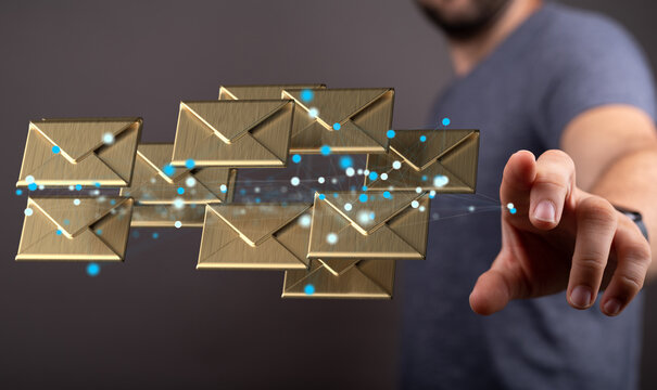 flying email icon and web flying