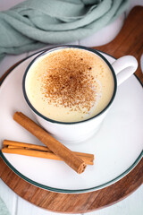 Homemade golden milk. Anti-inflammatory drink. Healthy breakfast