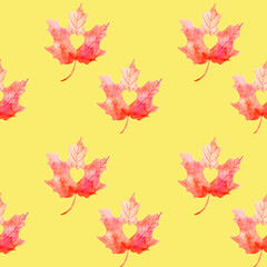 Autumn pattern in watercolor. Leaves. love
