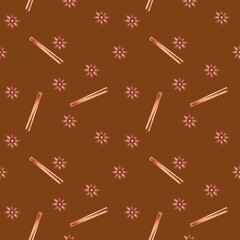 Autumn pattern in watercolor. Spices.