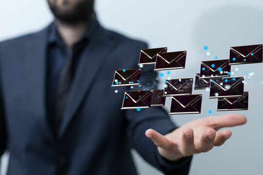 flying email icon and web flying