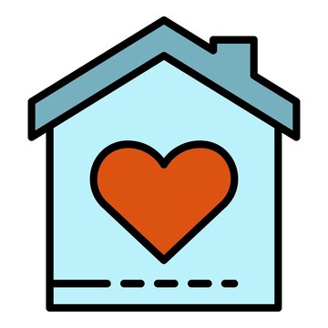 Charity house icon. Outline charity house vector icon color flat isolated