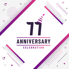 77 years anniversary greetings card, 77 anniversary celebration background free colorful vector.