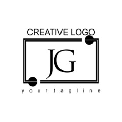  Minimalist and modern design initials JG with a square background 