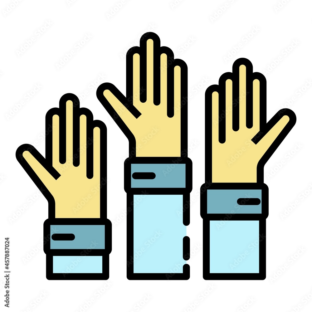 Poster help hands icon. outline help hands vector icon color flat isolated