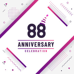 88 years anniversary greetings card, 88 anniversary celebration background free colorful vector.