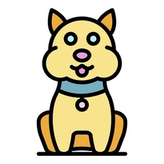 Mite on cat icon. Outline mite on cat vector icon color flat isolated