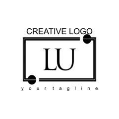 Minimalist and modern design initials LU with a square background 