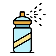 Mite spray bottle icon. Outline mite spray bottle vector icon color flat isolated