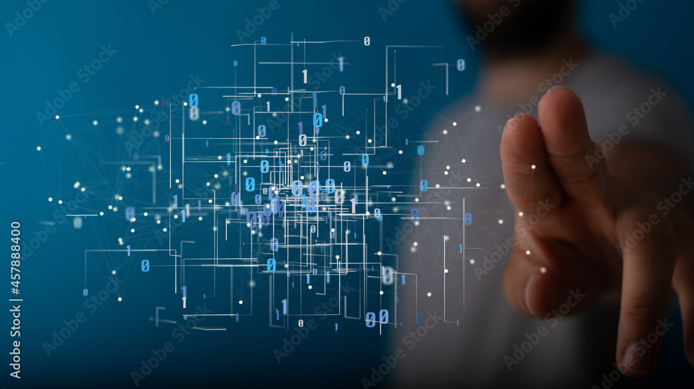 Poster futuristic wave, futuristic data stream