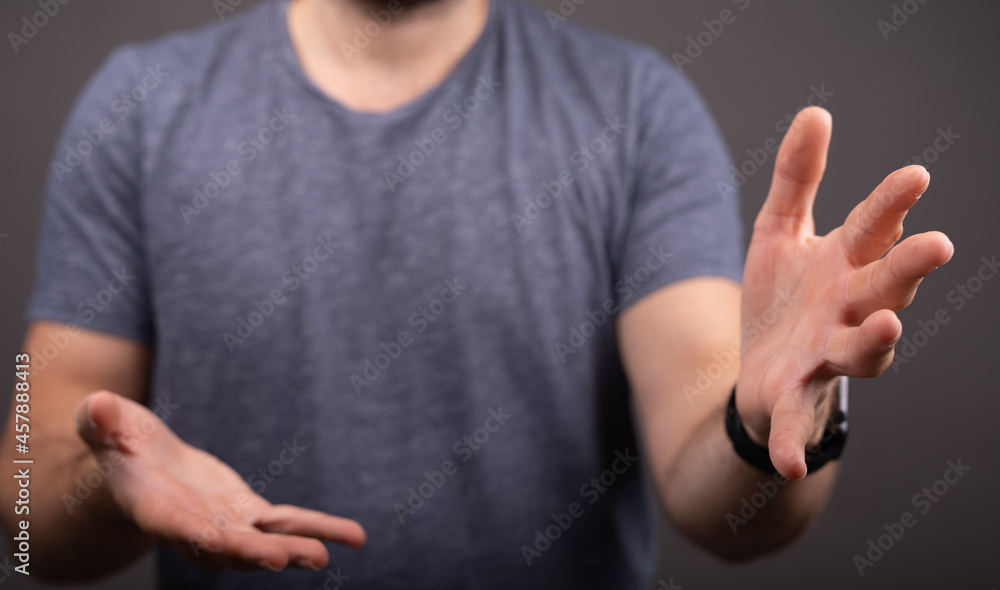 Poster open hand presentation empty  with body