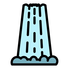 Waterfall icon. Outline waterfall vector icon color flat isolated