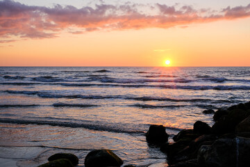 Fototapeta na wymiar Gorgeous Sunset on the Coast of northern Jutland, Denmark, Europe