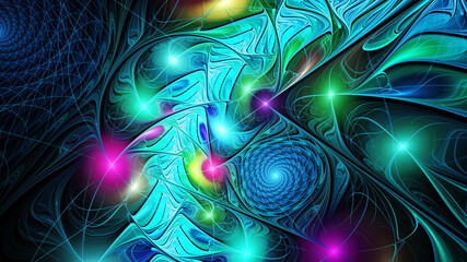 Fantasy colorful chaotic fractal texture.