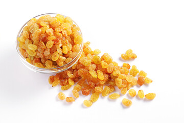 Raisins on a white