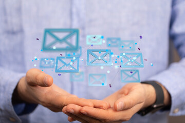 holding letter icon,email icons .Contact us by newsletter email and protect your personal...