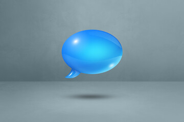 Blue speech bubble on grey background