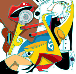 Abstract Jazz Art, Cubic Style (Vector Art)