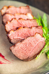duck breast meat and garnish poultrysecond course side dish fresh ready to eat meal snack on the table copy space food background 