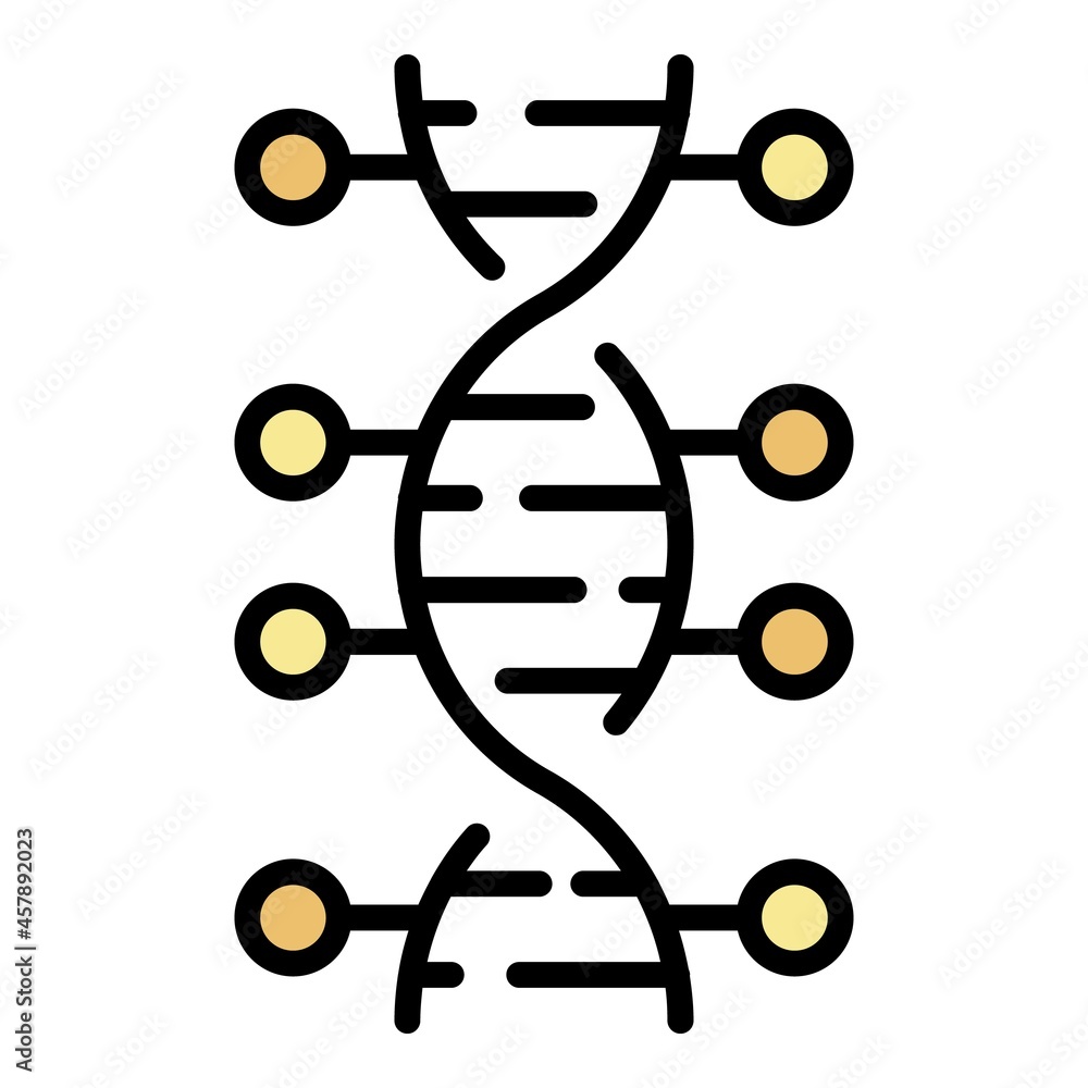 Poster dna helix with balls icon. outline dna helix with balls vector icon color flat isolated