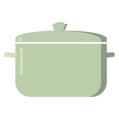 A green casserole with handles and a lid.