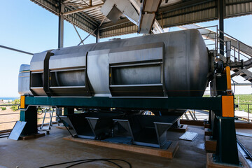 Fototapeta na wymiar Pneumatic press equipment in modern winery production line