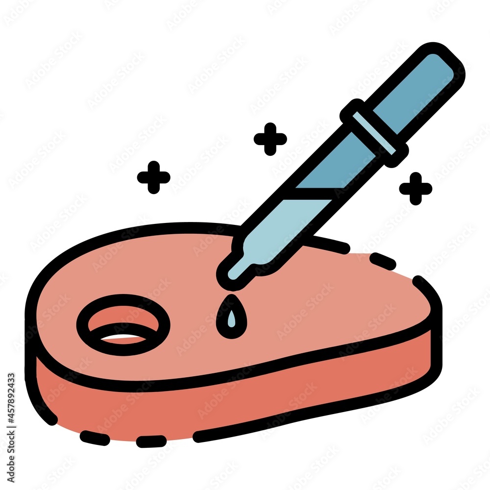 Poster meat with a pipette icon. outline meat with a pipette vector icon color flat isolated