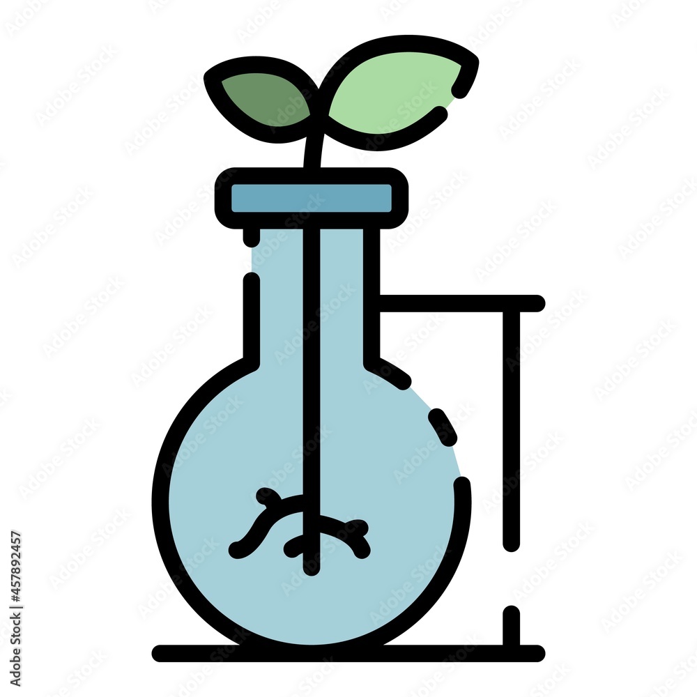 Poster plant in flask icon. outline plant in flask vector icon color flat isolated