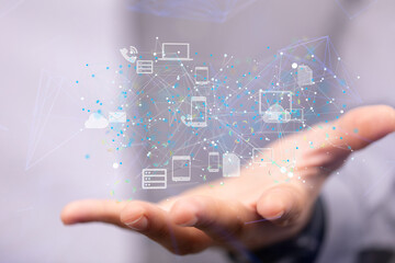 data Internet infrastructure concept. Abstract technology background. 3D rendering.