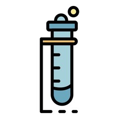 Test tube in the holder icon. Outline test tube in the holder vector icon color flat isolated