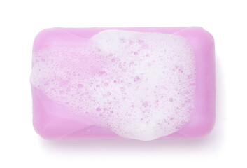 pink soap bubble isolated on a white background close up