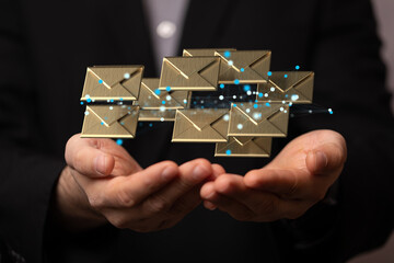 flying email icon and web flying