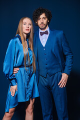 beautiful couple in blue clothes