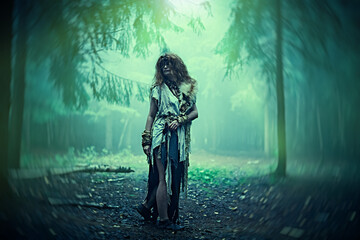 Naklejka premium mysterious forest witch