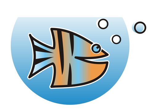 Fish in the aquarium, funny vector illustration
