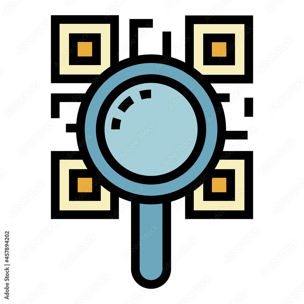 Aufkleber magnified qr code icon. outline magnified qr code vector icon color flat isolated