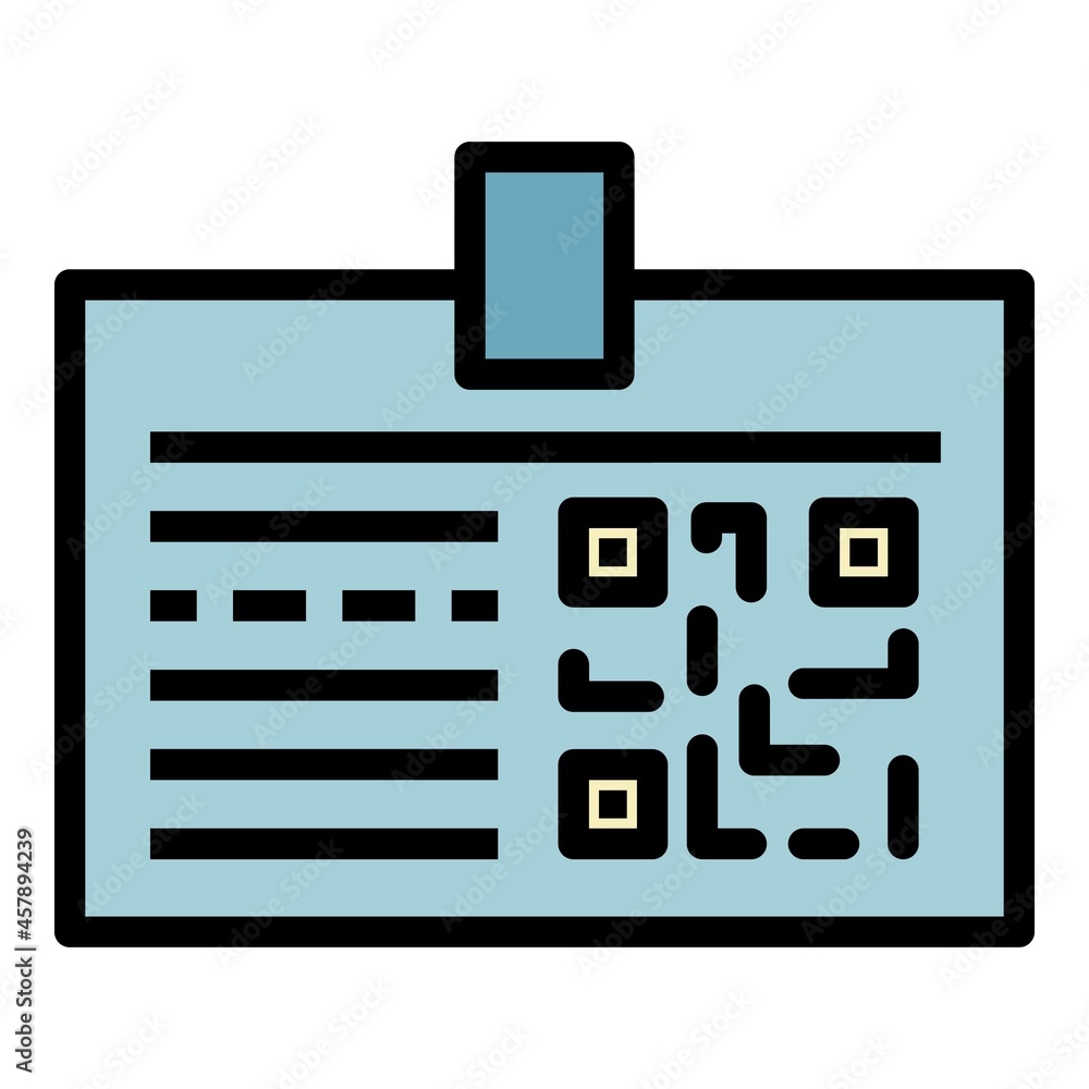Poster badge with qr code icon. outline badge with qr code vector icon color flat isolated