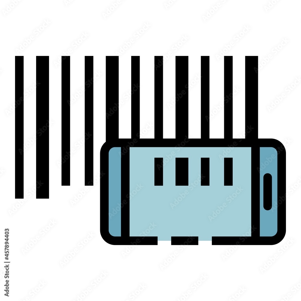 Poster smartphone barcode reading icon. outline smartphone barcode reading vector icon color flat isolated