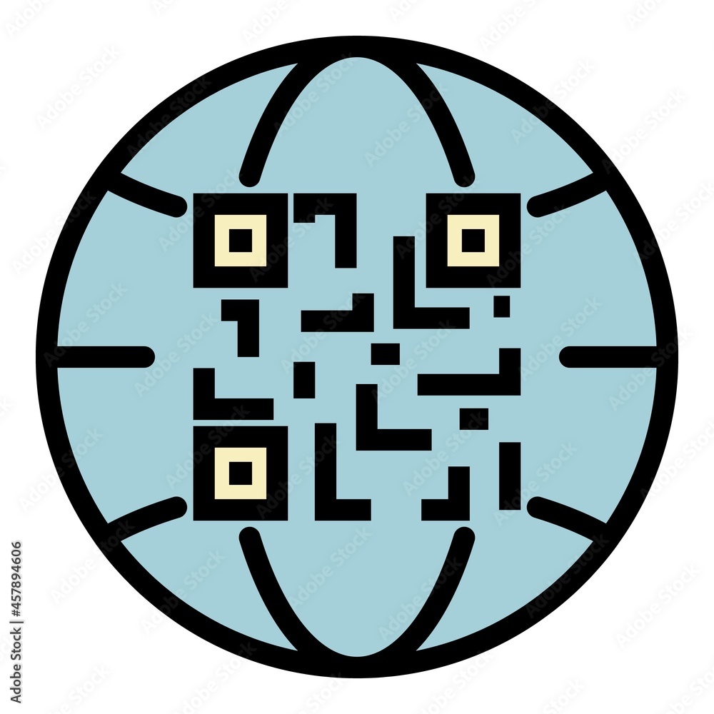 Poster qr code global use icon. outline qr code global use vector icon color flat isolated