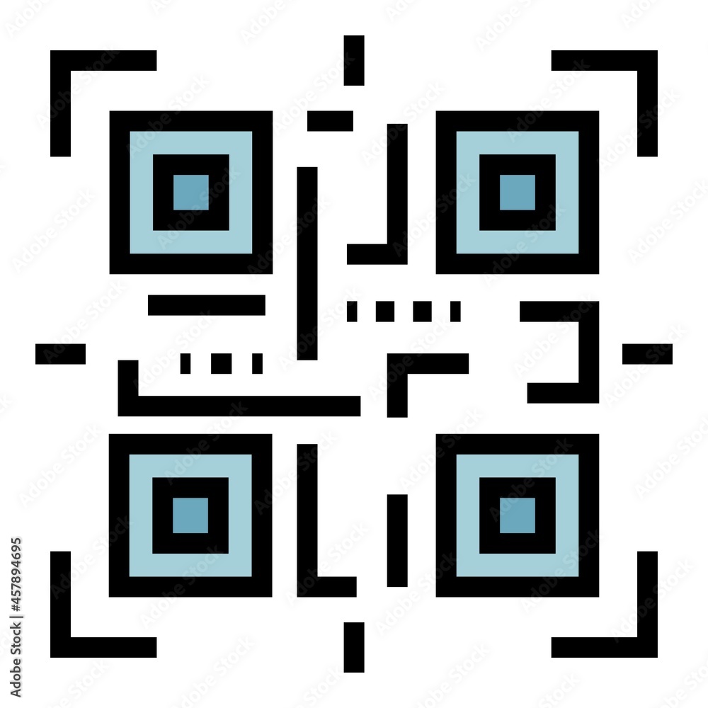 Poster qr code identification icon. outline qr code identification vector icon color flat isolated