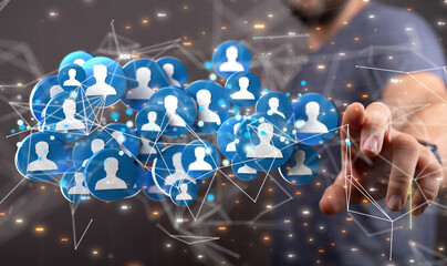 Business people silhouettes network team