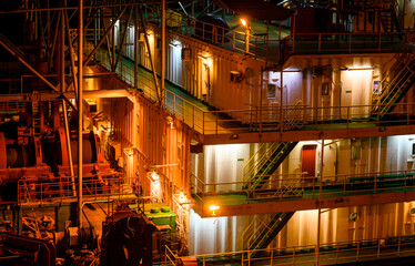 Close-up of cabins at stern of ship