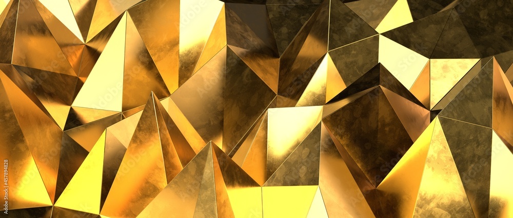 Poster abstract gold polygon background on texture